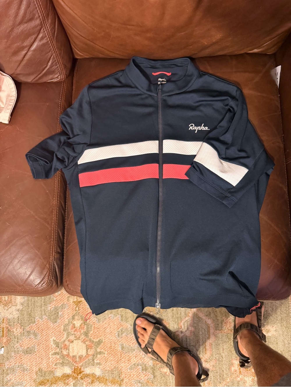Rapha Men’s Brevet Cycling Jersey XXL Navy Pink Reflective